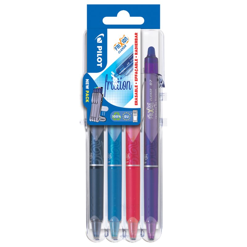 PILOT stylos effaçables Frixion Ball Clicker, 0,7 mm, 4 pièces