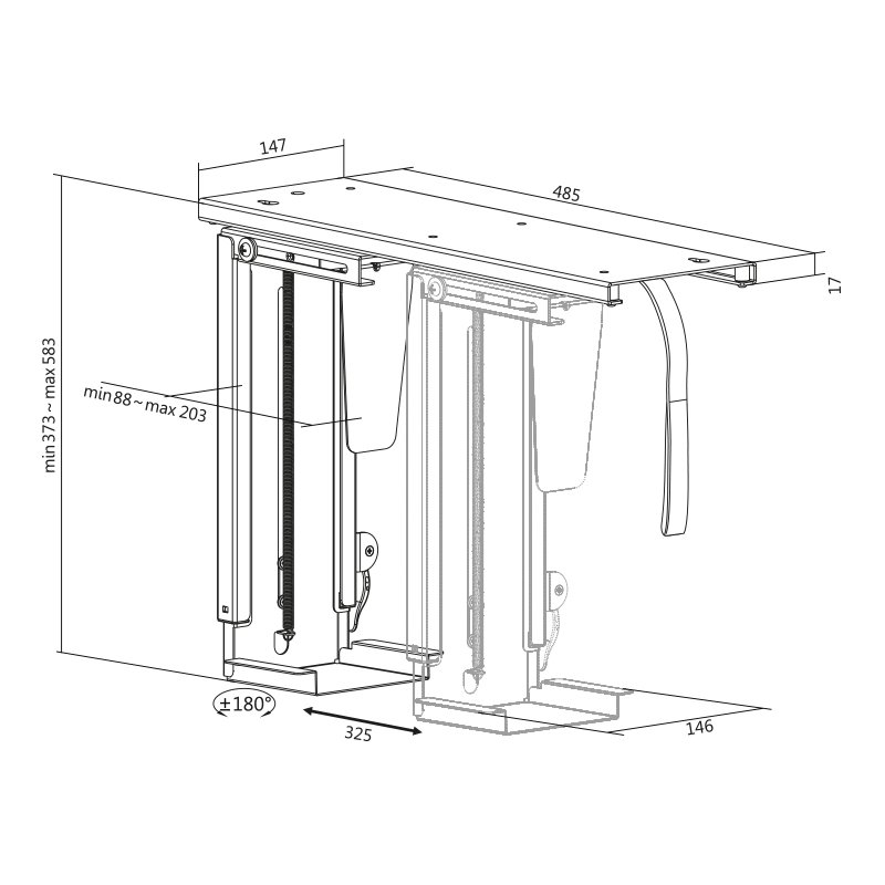 LogiLink CPU-houder, métal, pivotant et extensible, noir