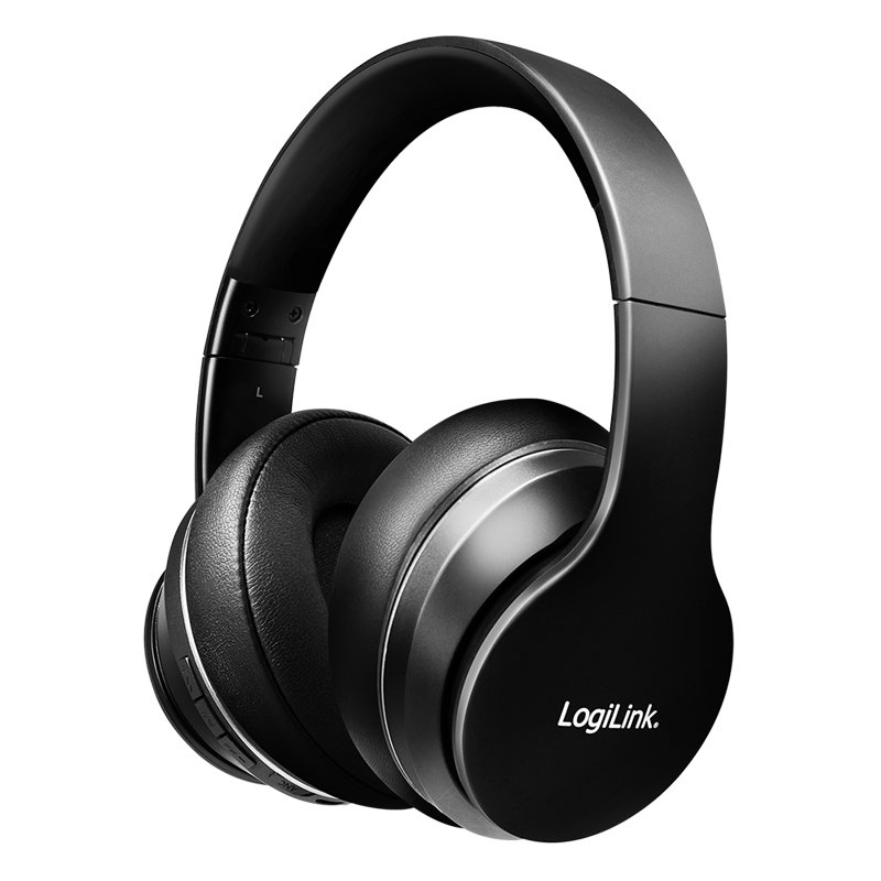 LogiLink Bluetooth 5.3 headset, actieve ruisonderdrukking, zwart, 30 uur batterij