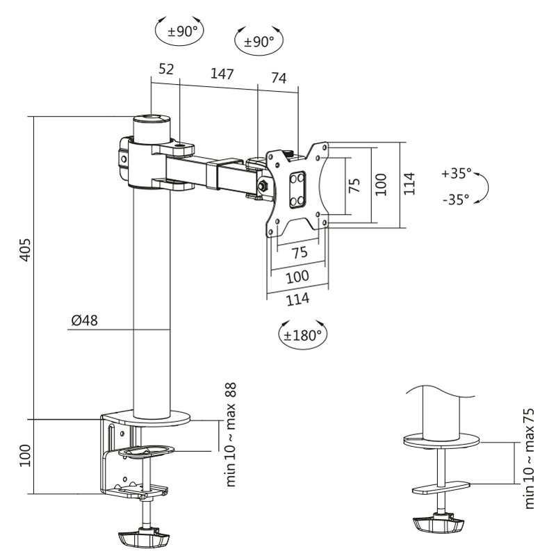 LogiLink bras de moniteur, noir, 17-32 pouces, capacité 9 kg