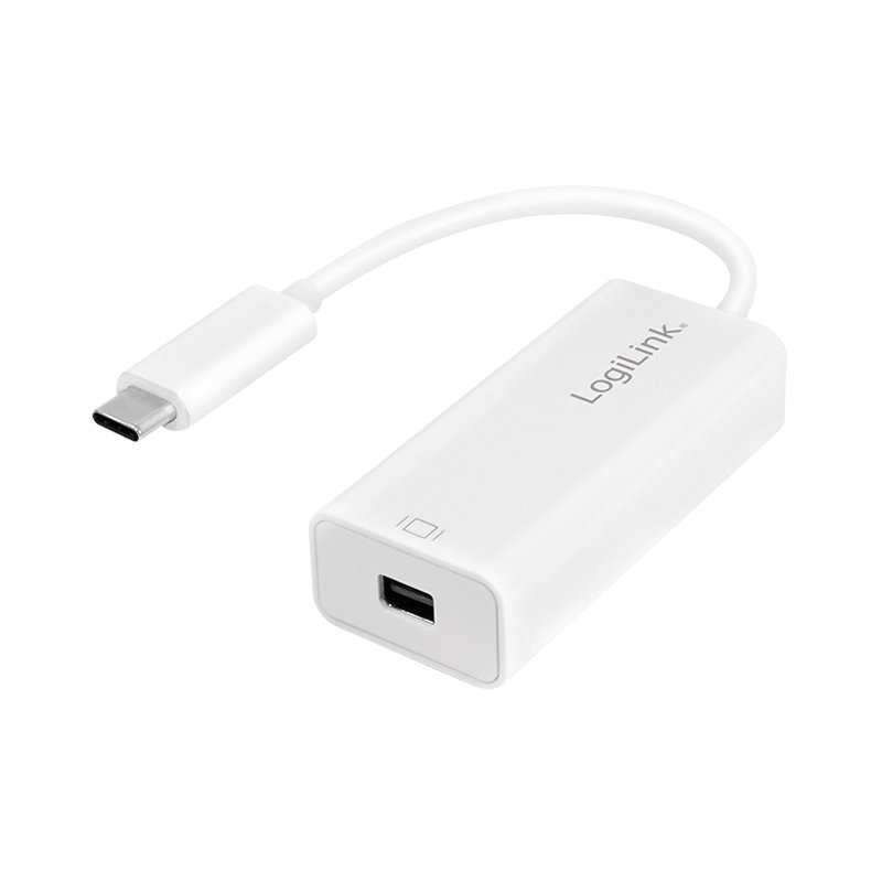 LogiLink Câble adaptateur USB-C vers Mini DisplayPort, blanc, 4K 60Hz, 150 mm