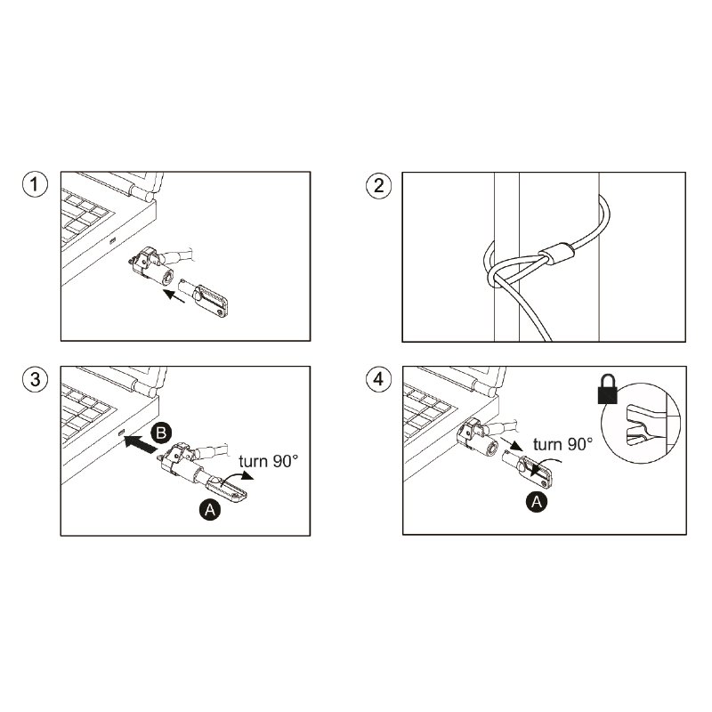 LogiLink verrou pour ordinateur portable Noble-Lock, 2 clés, câble acier 1,8 m