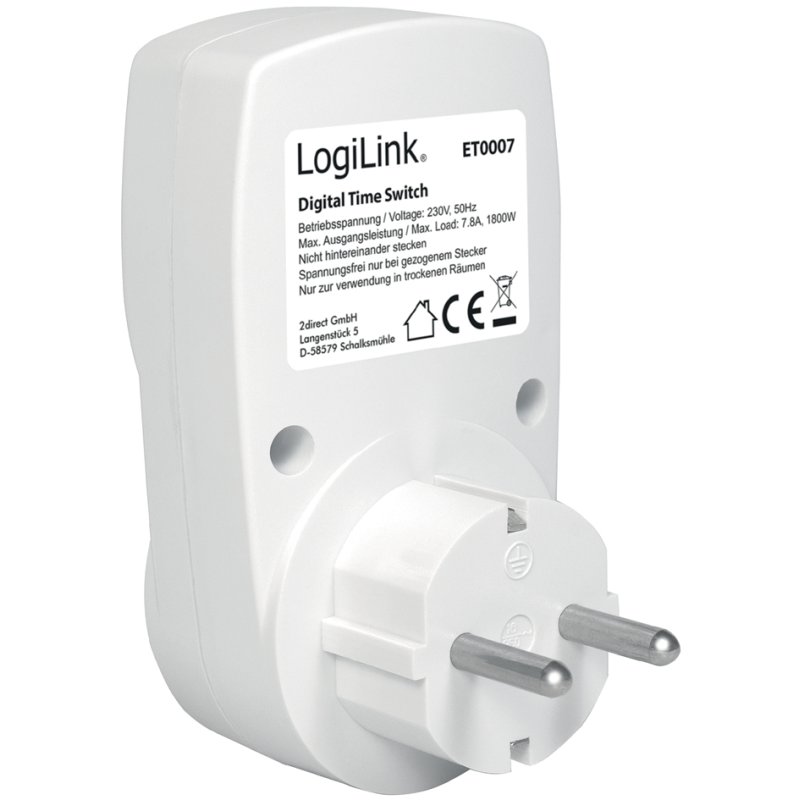 LogiLink digitale tijdschakelaar, IP20, wit
