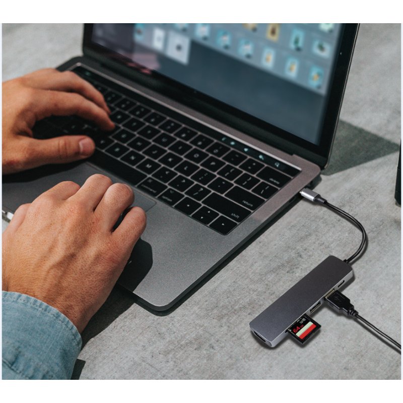 LogiLink USB-C hub 6-en-1, couleur argent, aluminium