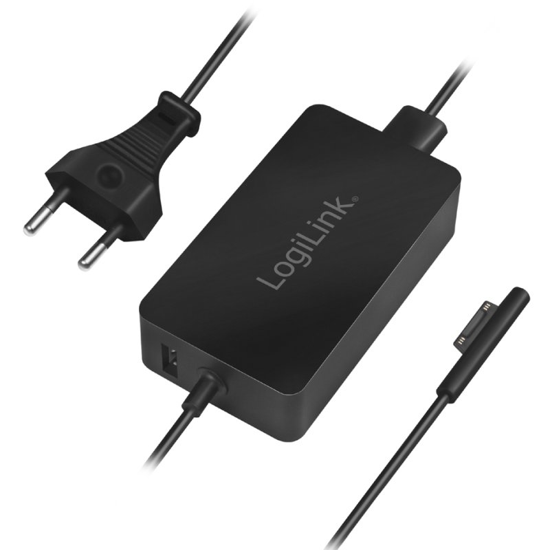 LogiLink power adapter for Surface notebooks, 44 watt, black, USB connection