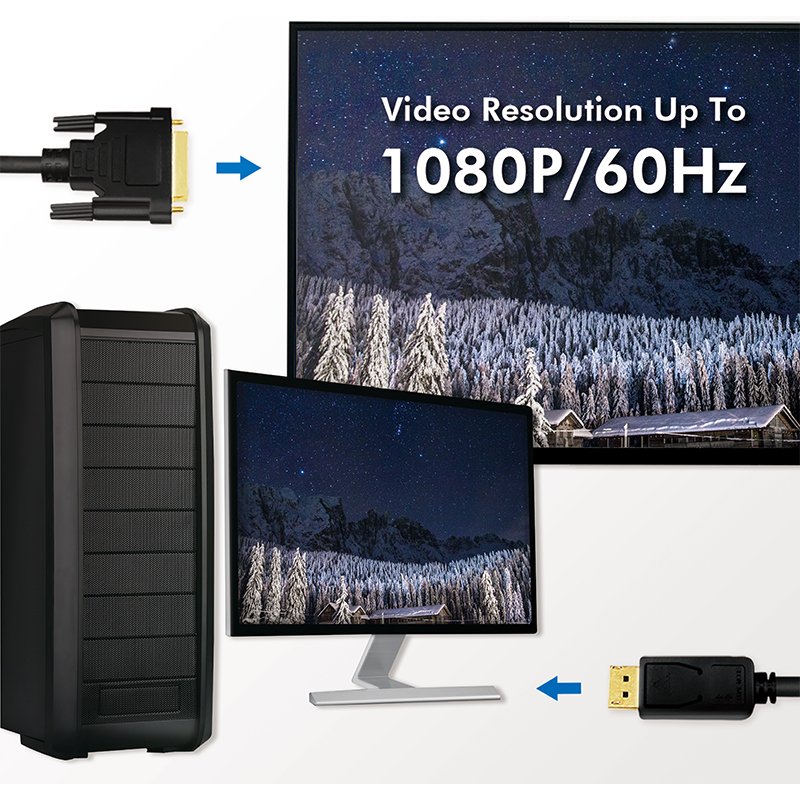 LogiLink DisplayPort to DVI adapter cable, black, 1.0 m
