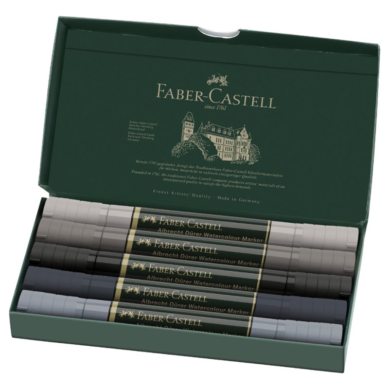 FABER-CASTELL ALBRECHT DÜRER watercolour markers, greyscale, 5 pieces