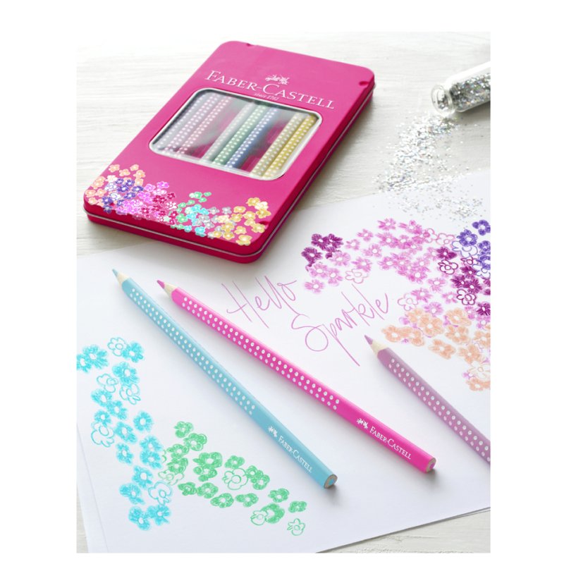 Faber-Castell crayons de couleur SPARKLE, triangulaire, pailleté, 12 pièces