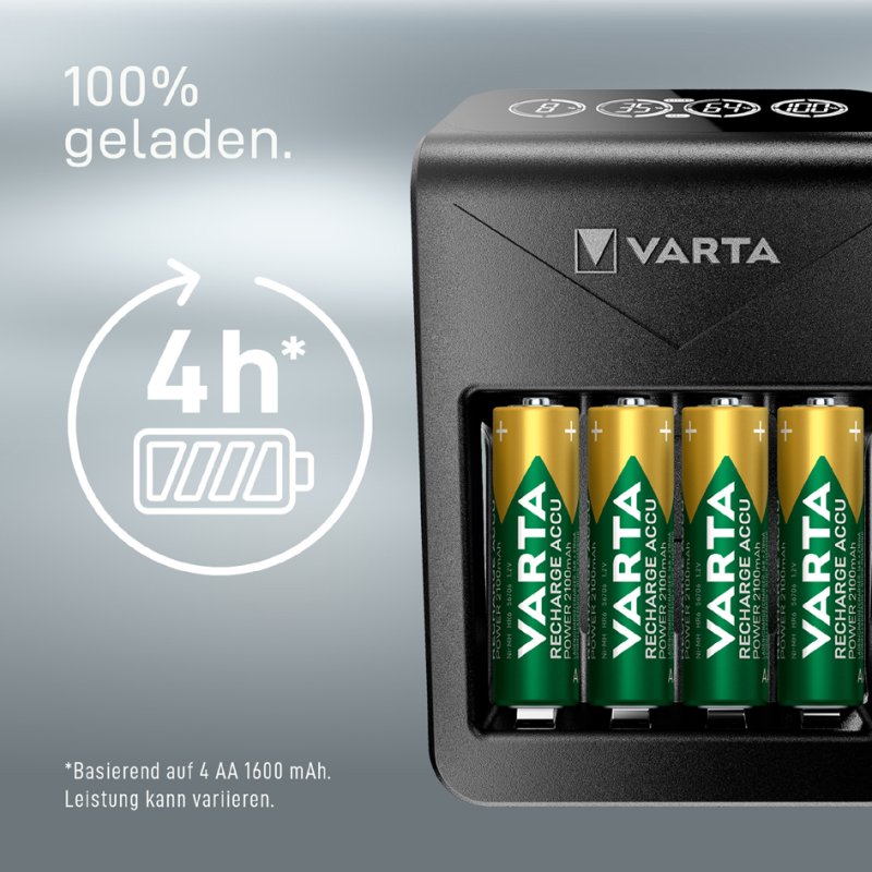 VARTA batterijlader LCD Plug, USB, 4x AA accu's
