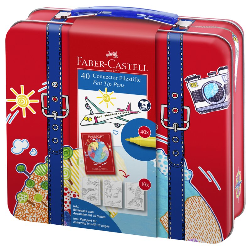 Faber-Castell fibre-tip pens CONNECTOR PEN, travel case, 40 pieces, 2.0 mm