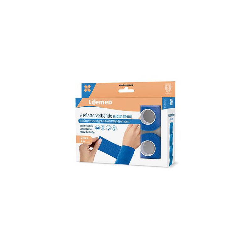 Lifemed pansement adhésif, bleu, 25 mm × 5 m, 2 rouleaux