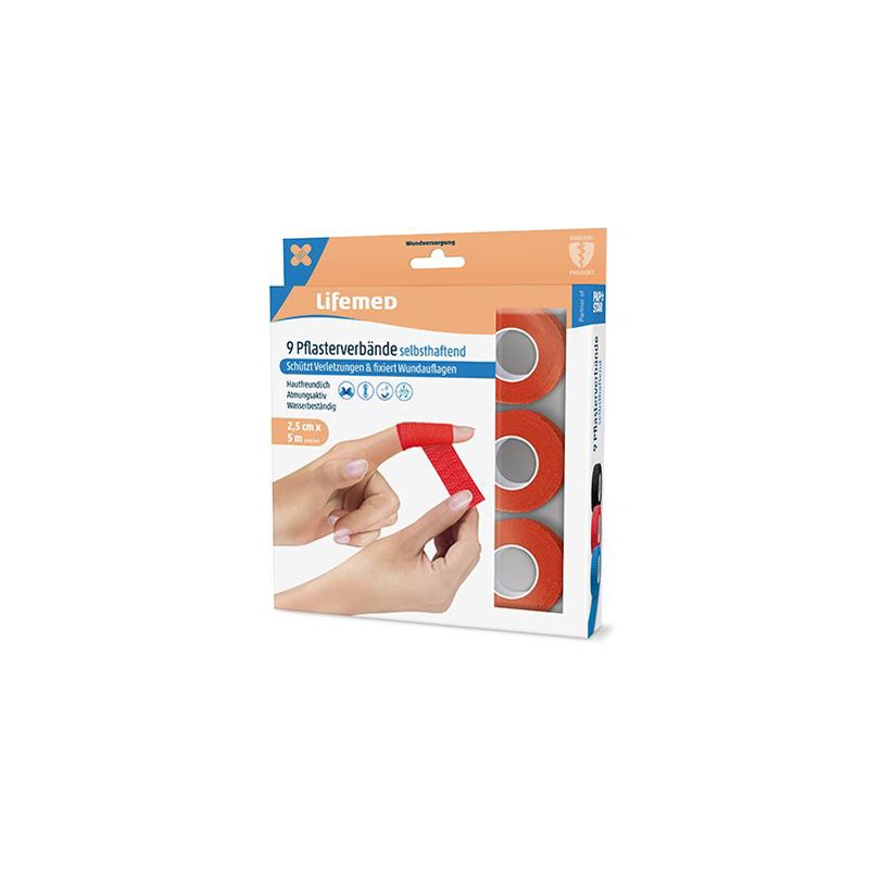 Lifemed pansement adhésif, bleu, 25 mm × 5 m, 2 rouleaux