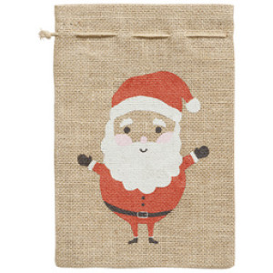 folia juten verpakkingszak Kerstman, natuur, 100% jute, met koordjes