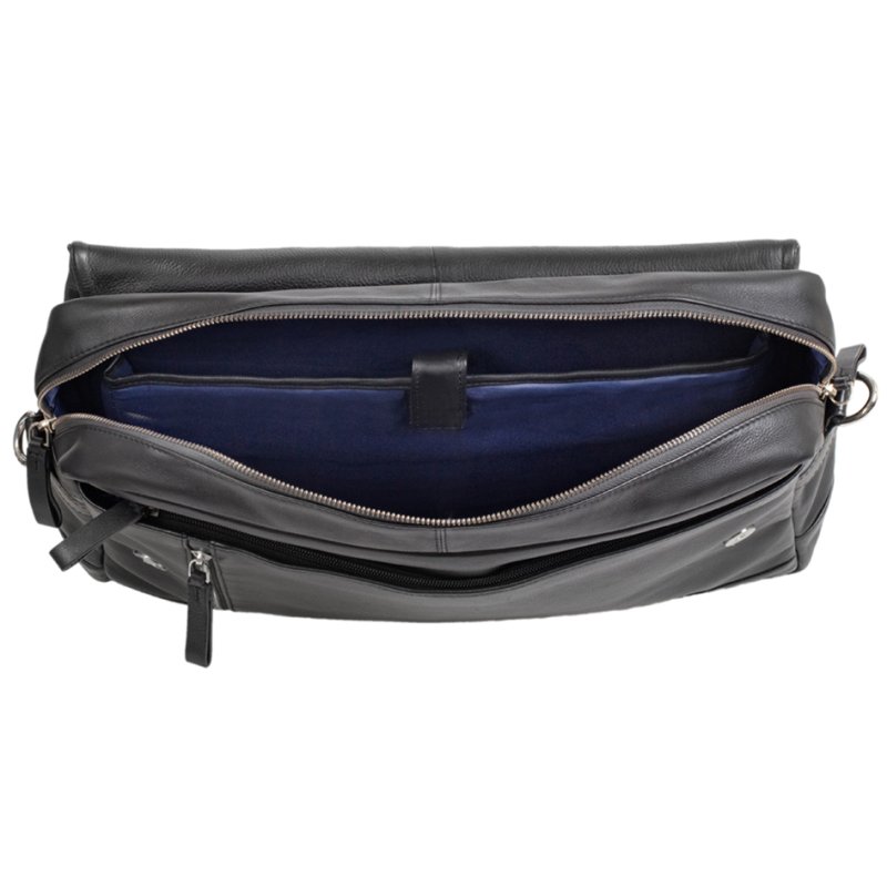 Alassio Oro schoudertasje, zwart, laptopvak, 360×95×280 mm