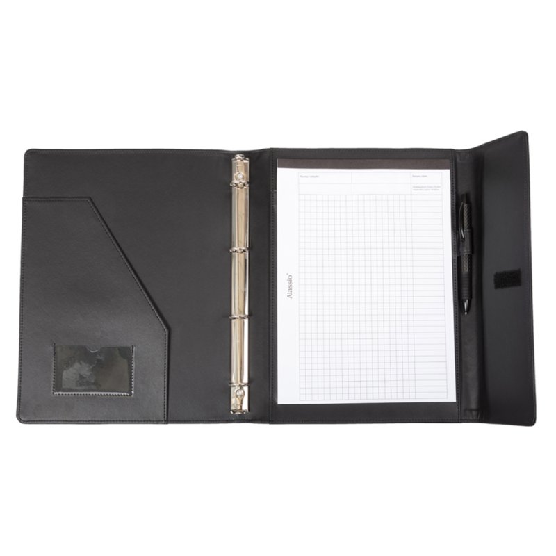 Alassio SALVO A4 ring binder, black faux leather