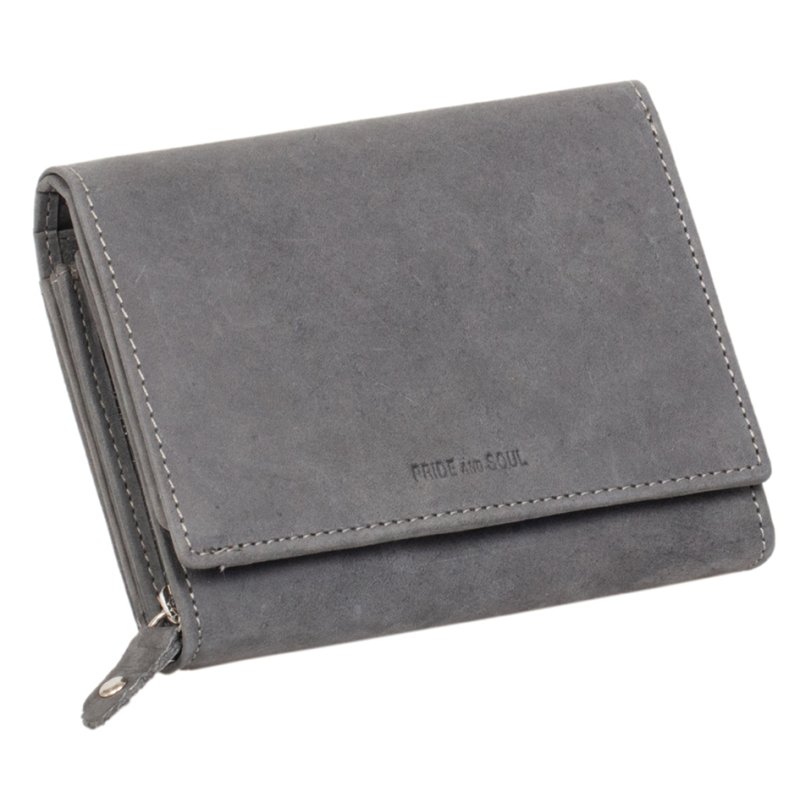 PRIDE&SOUL portefeuille femme RFID, cuir, gris, 130×105×25 mm