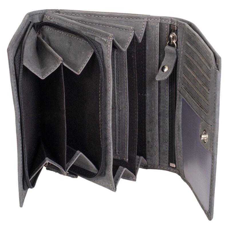 PRIDE&SOUL portefeuille femme RFID, cuir, gris, 130×105×25 mm
