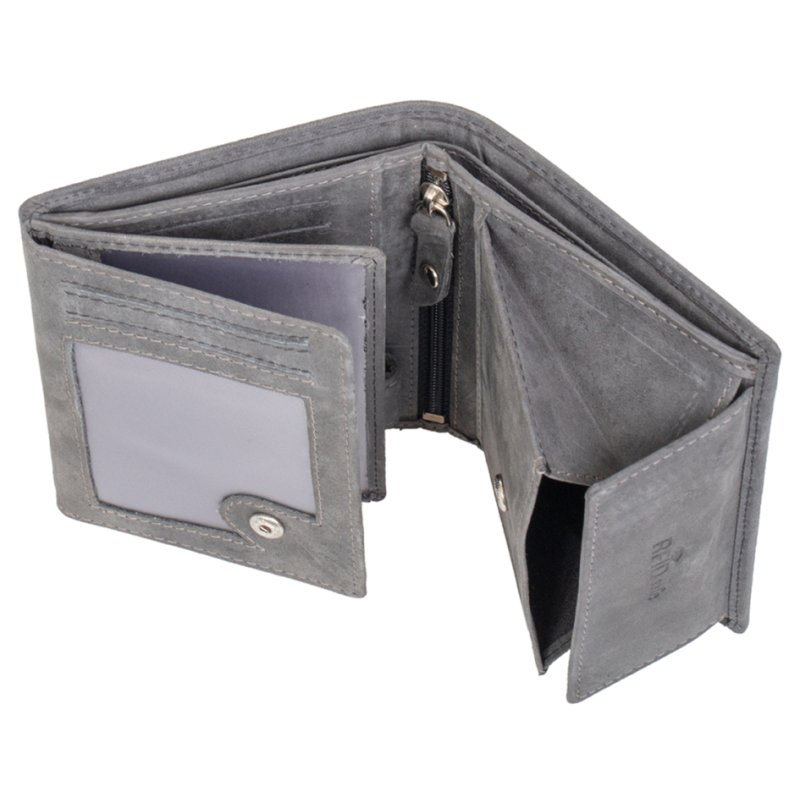 PRIDE&SOUL portefeuille RFID-sécurisée, cuir, format horizontal, gris