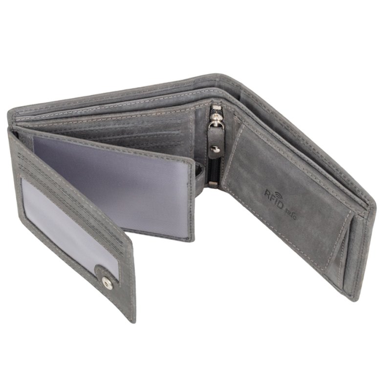 PRIDE&SOUL portefeuille RFID-sécurisée, cuir, format horizontal, gris