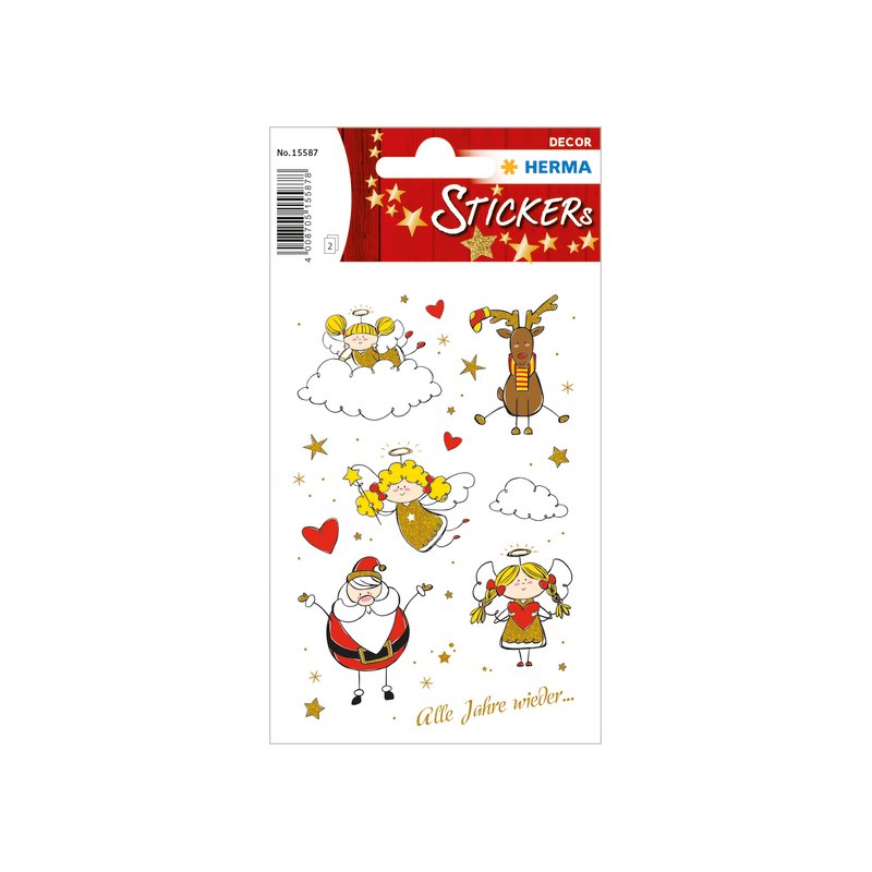 HERMA Christmas stickers, glitter, 2 sheets