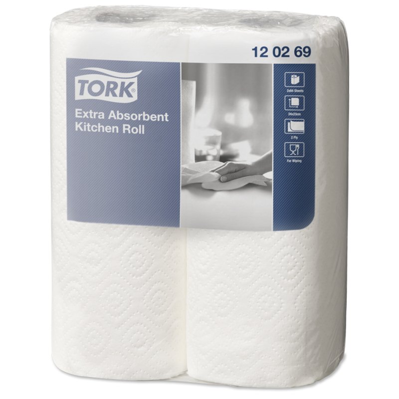 Tork essuie-tout premium, blanc, 2 épaisseurs, 2 rouleaux