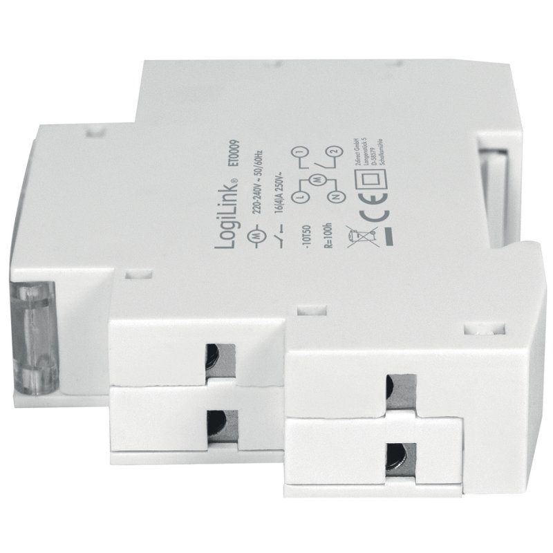 LogiLink horloge minuterie mécanique, montage rail DIN, blanc, programmation 24 heures
