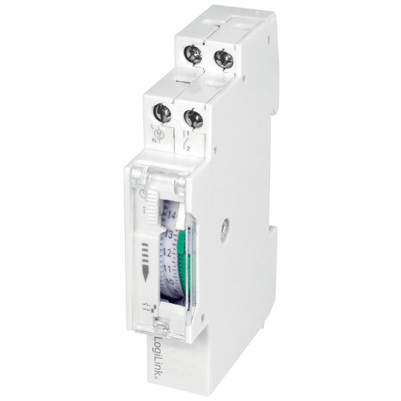 LogiLink horloge minuterie mécanique, montage rail DIN, blanc, programmation 24 heures