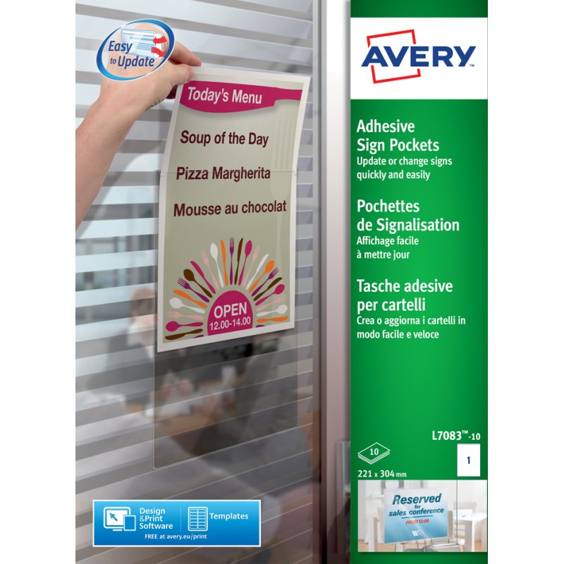 AVERY zelfklevende signaleringsenvelop, 221 x 304 mm, transparant, 10 stuks