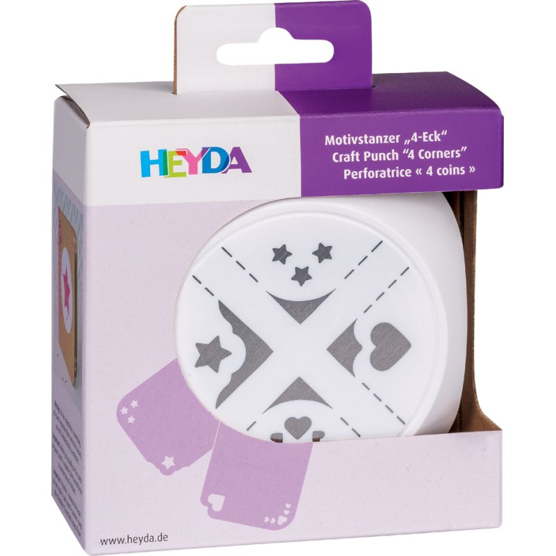 HEYDA vouwstans 4-Eck, vier verschillende hoeken, karton tot 220 g/m²