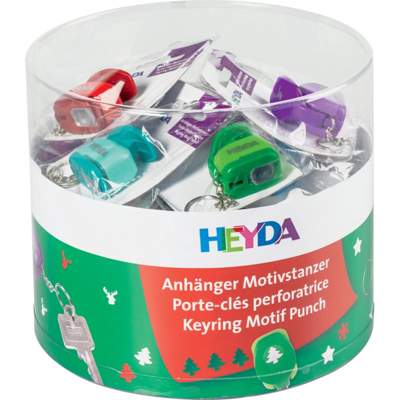 HEYDA decoratieve perforator Mini Hangers Kerst, 4 motieven, 10 mm, 32 stuks