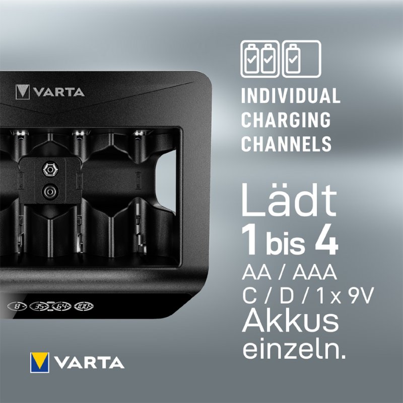 VARTA batterijlader LCD Universal Charger+, zwart, USB-C kabel