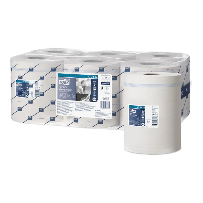 Tork rouleau de nettoyage Reflex, simple épaisseur, blanc, 113,9 m