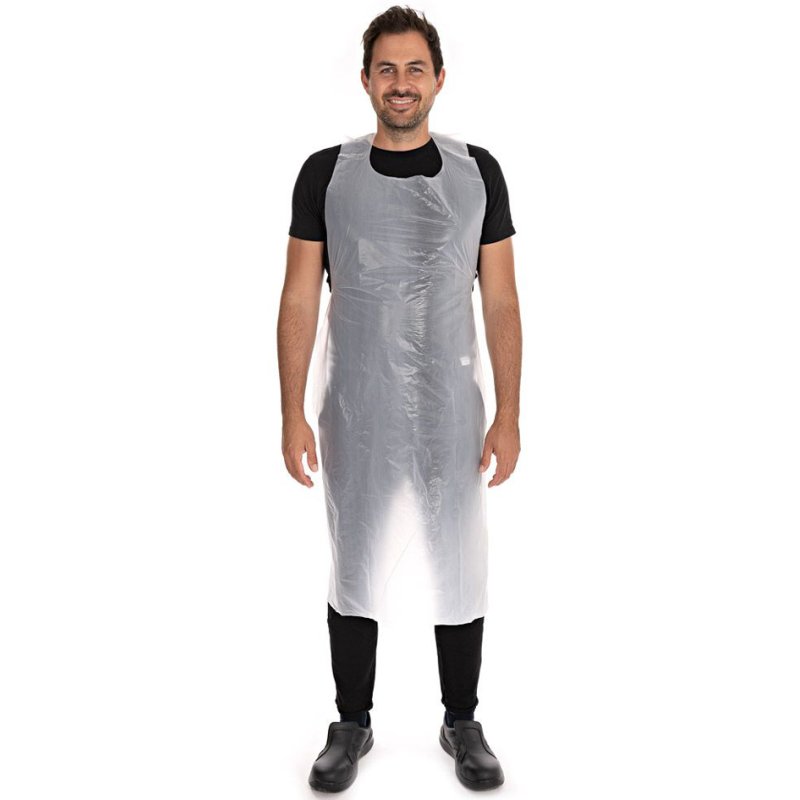 HYGOSTAR Tablier PEHD gaufré, blanc, 1250×700 mm, 100 pièces