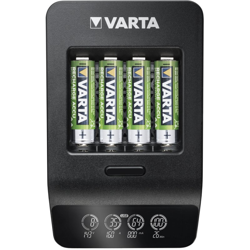 VARTA LCD Smart oplader+, 4x AA batterijen, LCD-display