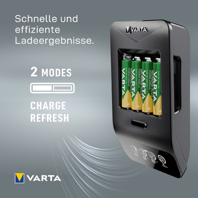 VARTA LCD Smart oplader+, 4x AA batterijen, LCD-display