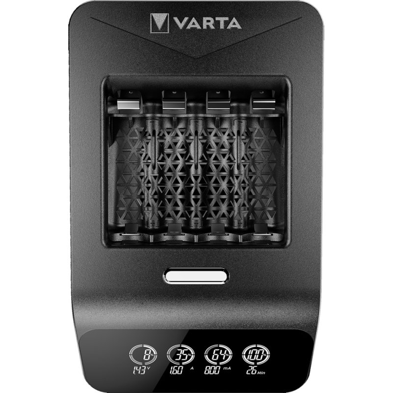 VARTA LCD Ultra Fast batterijlader, 4 AA batterijen, 15 minuten laadtijd