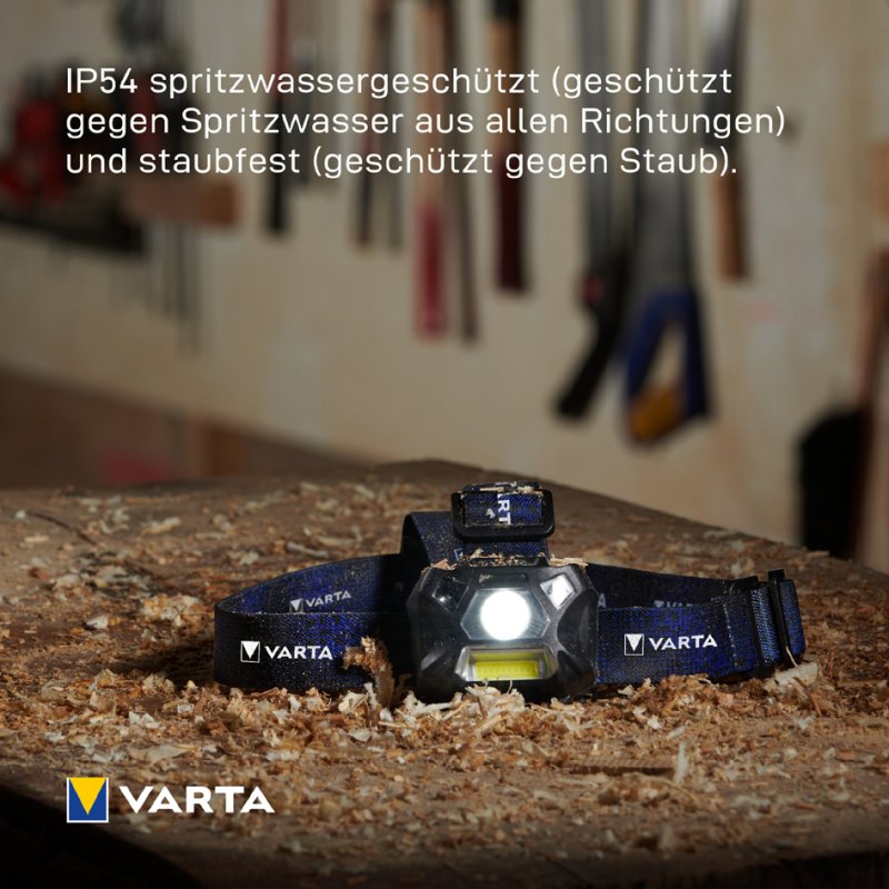 VARTA hoofdlamp Work Flex Motion Sensor H20, bewegingssensor, 150 lm, inclusief 3x AAA batterijen