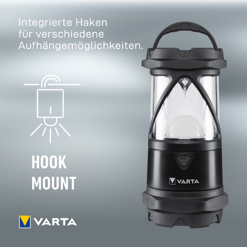 VARTA campinglamp Indestructible L30 Pro, zwart, 450 lumen, 20 m bereik