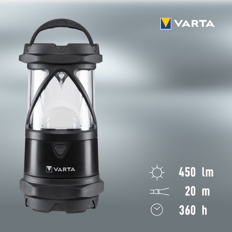 VARTA campinglamp Indestructible L30 Pro, zwart, 450 lumen, 20 m bereik