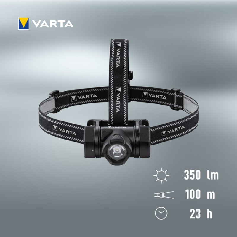 VARTA hoofdlamp Indestructible H20 Pro, 350 lumen, 100 m, inclusief 3 AAA batterijen