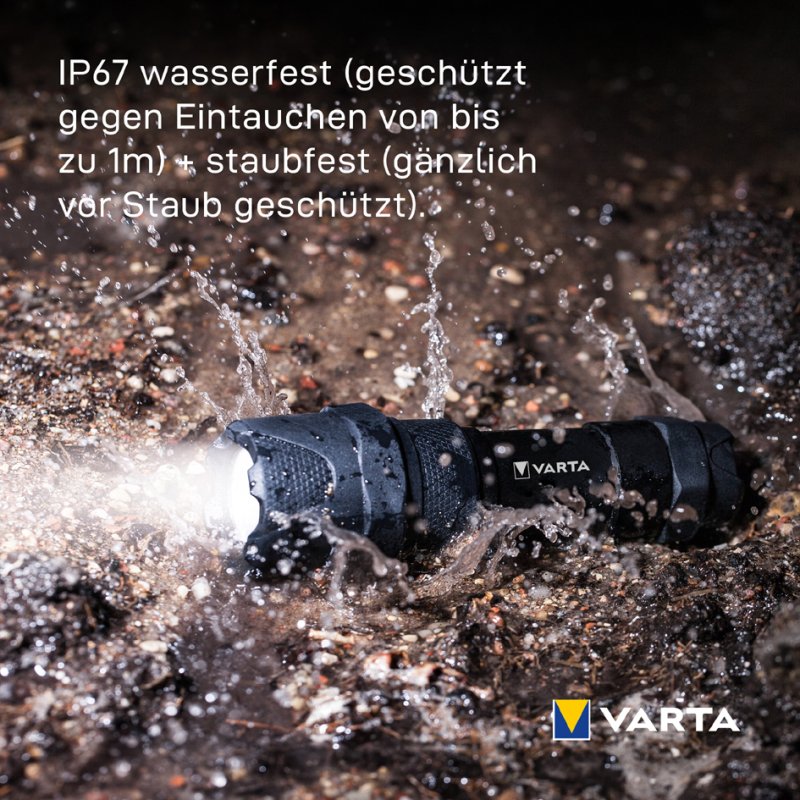 VARTA zaklamp Indestructible F10 Pro, 300 lumen, 183 m reikwijdte, inclusief 3 AAA batterijen