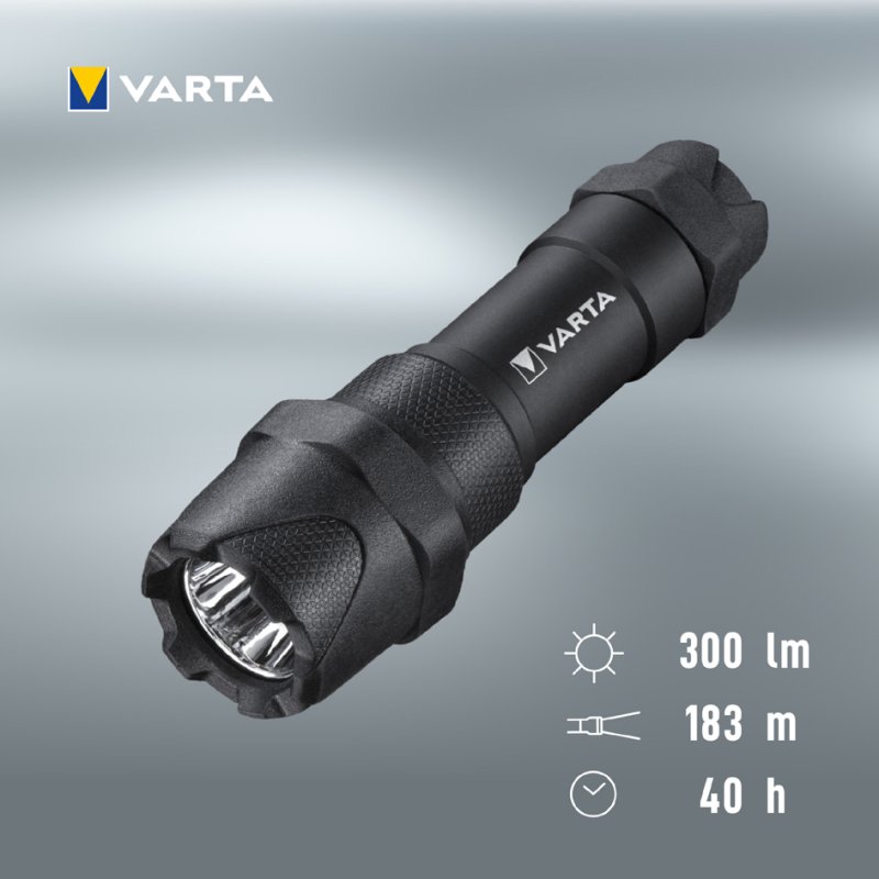 VARTA zaklamp Indestructible F10 Pro, 300 lumen, 183 m reikwijdte, inclusief 3 AAA batterijen