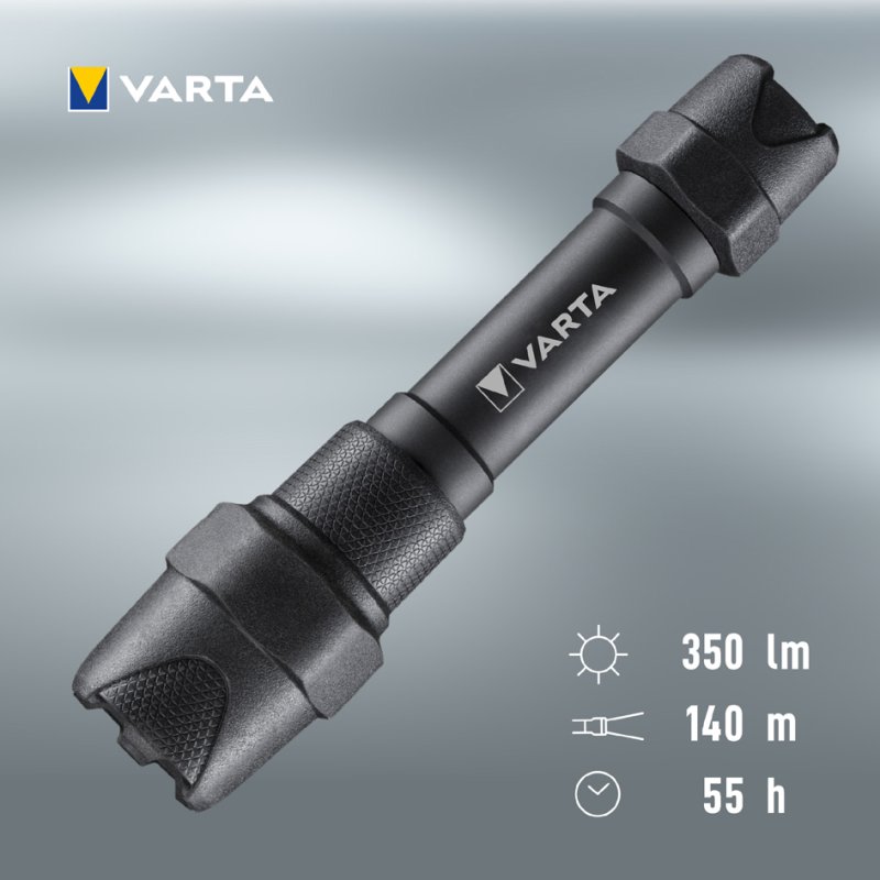VARTA zaklamp Indestructible F20 Pro, 350 lumen, inclusief 2x AA batterijen