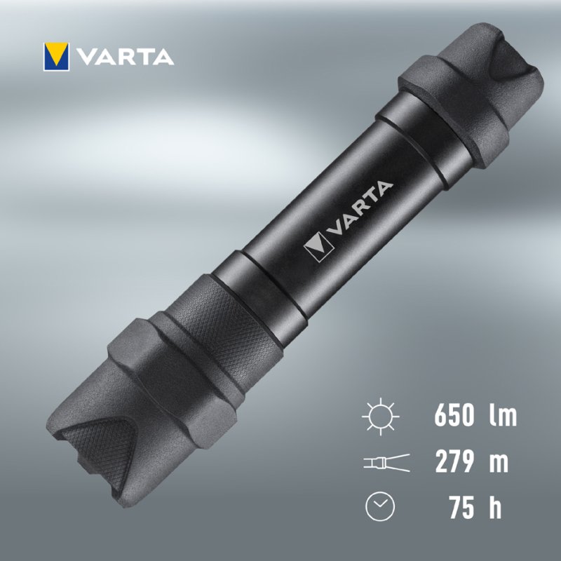 VARTA zaklamp Indestructible F30 Pro, 650 lumen, 279 m, incl. 6× AA batterijen