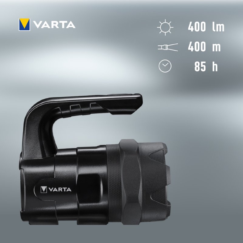VARTA zaklamp Indestructible BL20 Pro, 400 lumen, 400 m bereik, inclusief 6x AA batterijen