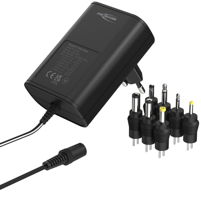 ANSMANN universele adapter APS 1500, 18 W, 3-12 V, zwart