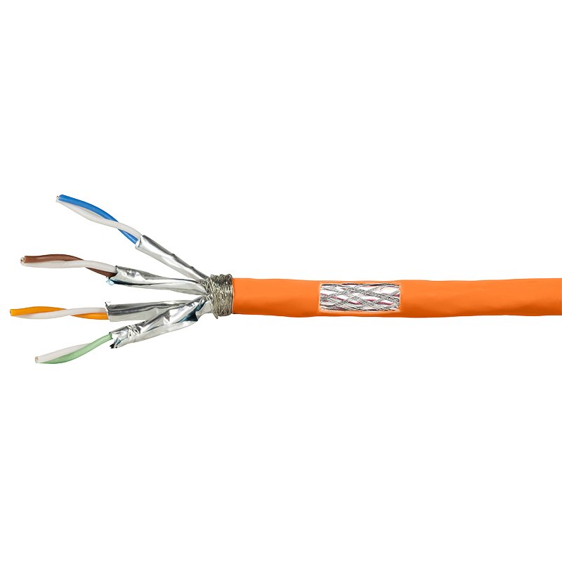 LogiLink Câble d'installation professionnel Cat7, S/FTP blindé, orange, 100 mètres