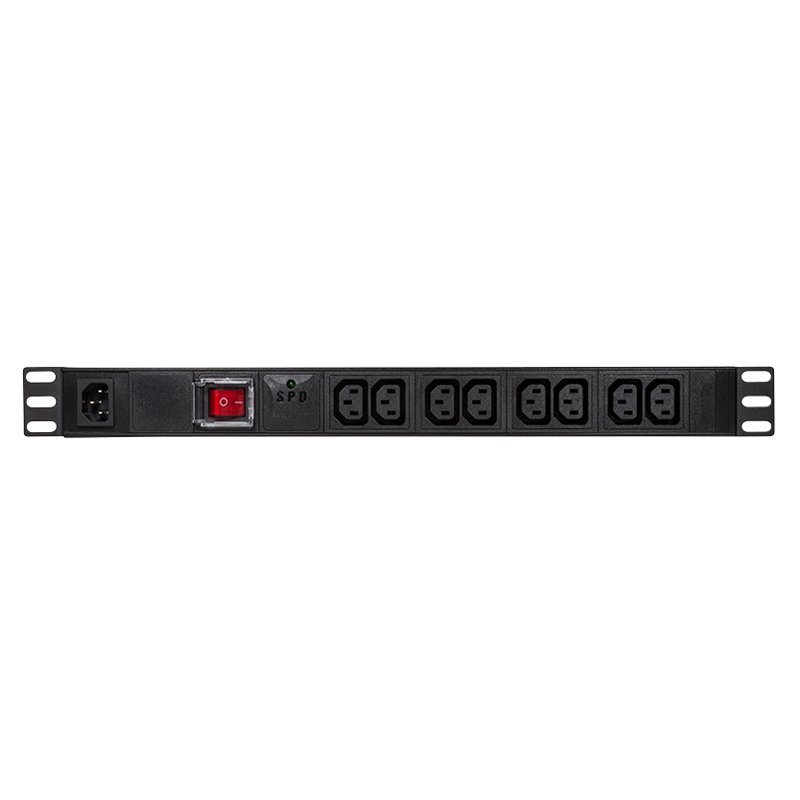 LogiLink Professional 19 inch PDU multiprise, 8 prises, noir, protection surtension