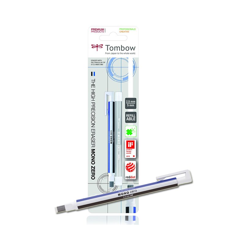 TOMBOW Mono Zero precisiegum, navulbaar, vierkante punt, 2,5×5,0 mm