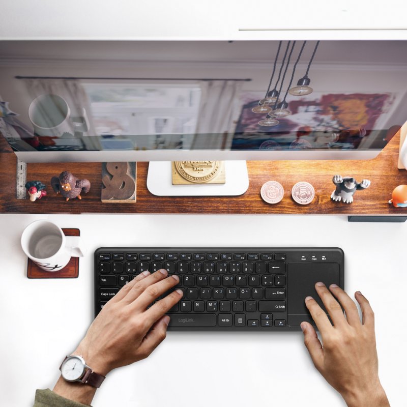 LogiLink wireless keyboard with touchpad, QWERTZ layout, black